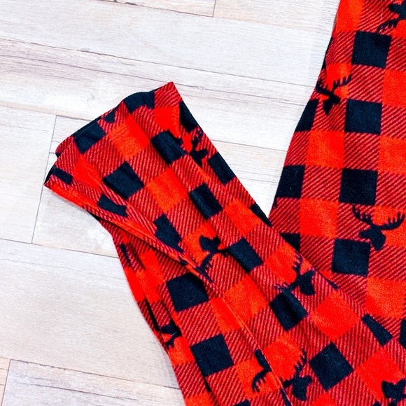 Red and Black Plaid Plush Pajama Pants - Picture 3 of 8